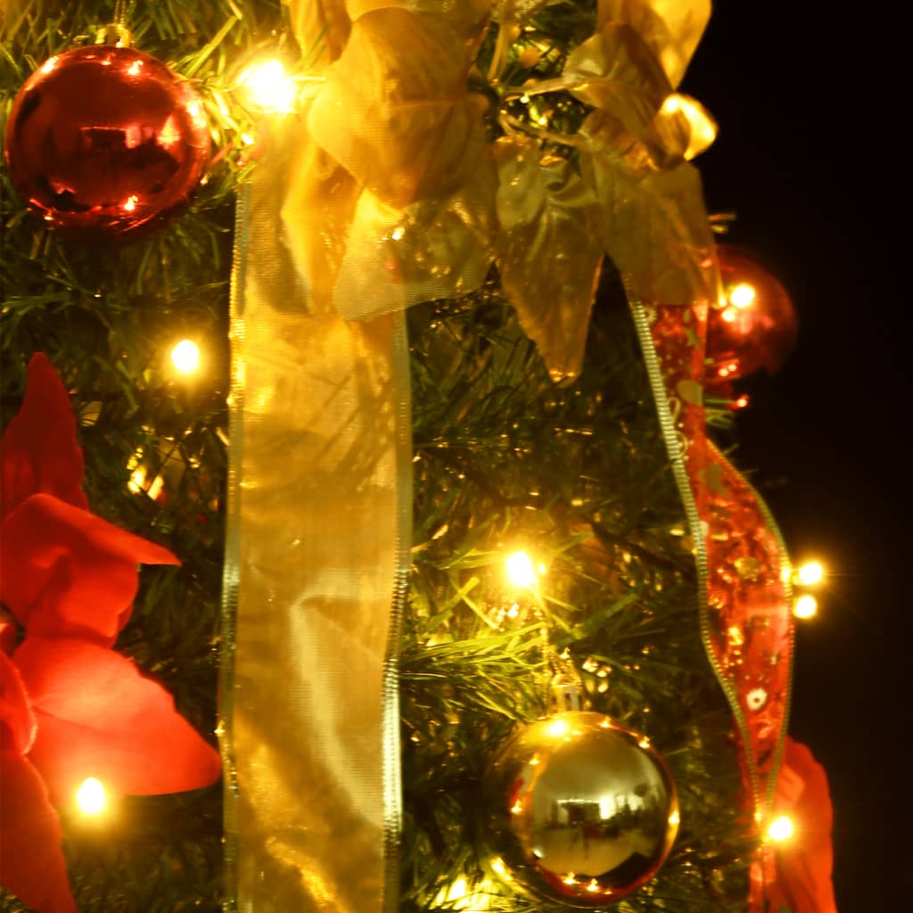 vidaXL kunstigt juletræ med 200 LED'er 210 cm pop op-funktion grøn