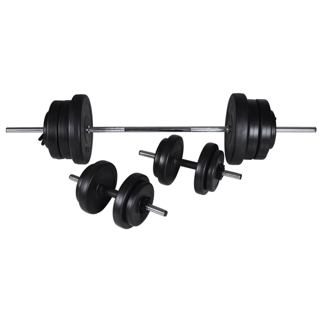 vidaXL træningsbænk med vægtstang- og håndvægtsæt 60,5 kg