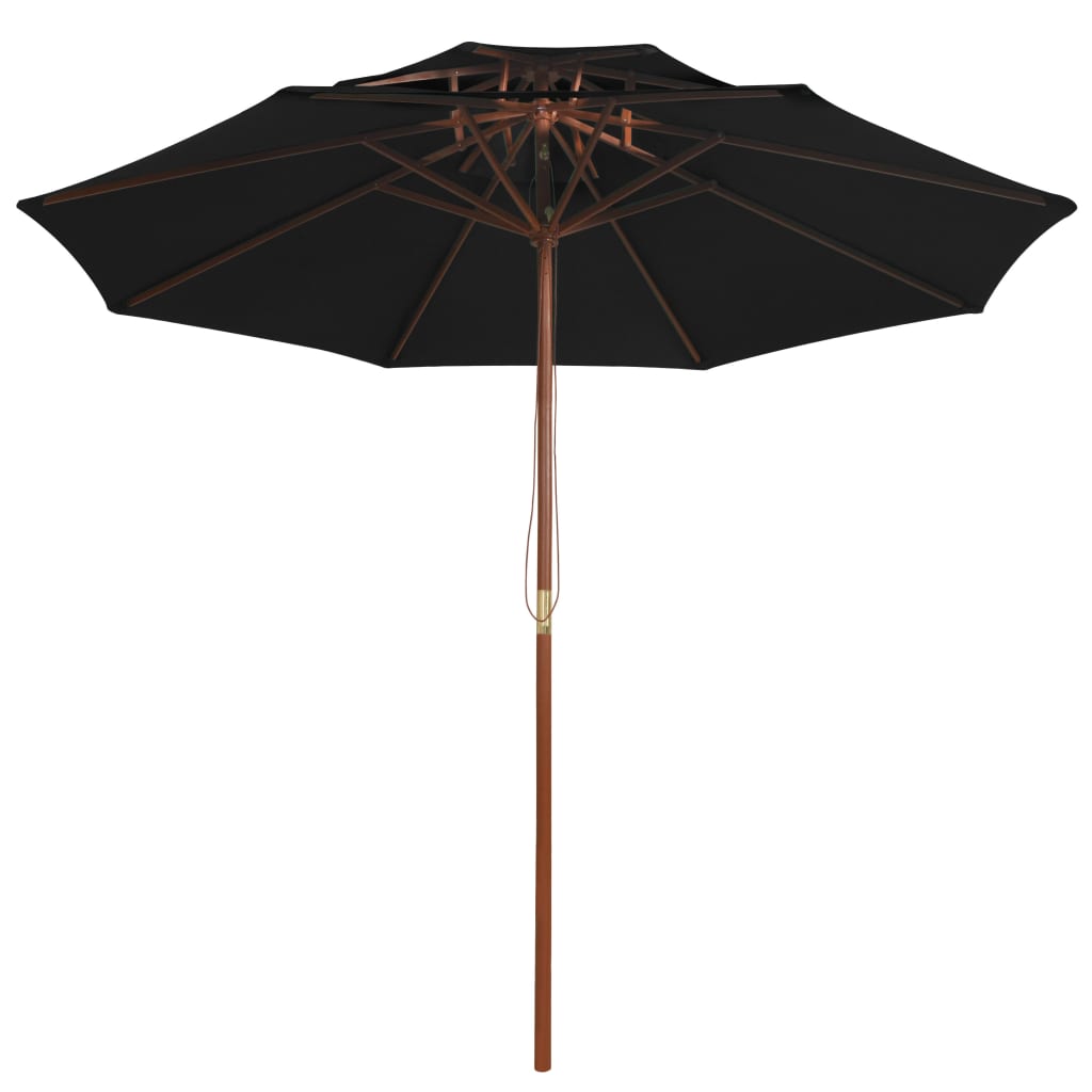 vidaXL dobbelt parasol med træstang 270 cm sort