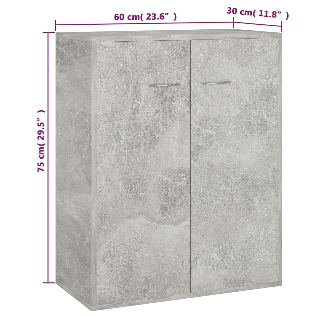 vidaXL skænk 60 x 30 x 75 cm spånplade betongrå