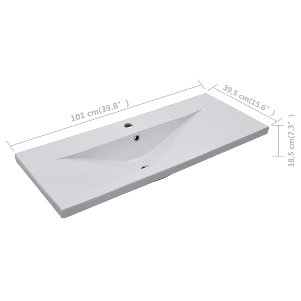 vidaXL indbygget håndvask 101x39,5x18,5 cm keramisk hvid