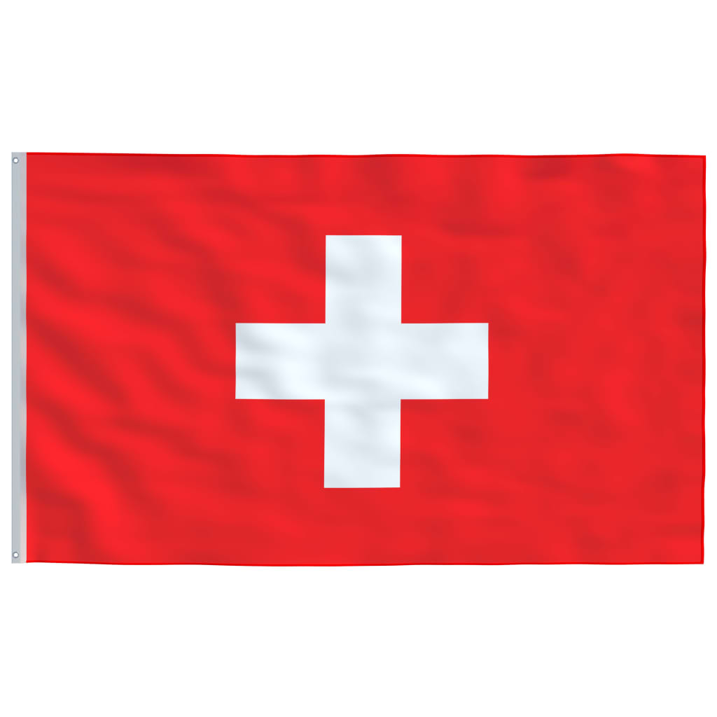 vidaXL Schweiz flag og flagstang 5,55 m aluminium