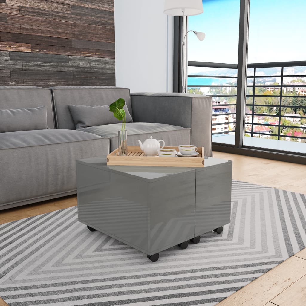 vidaXL sofabord 60x60x35 cm spånplade grå højglans