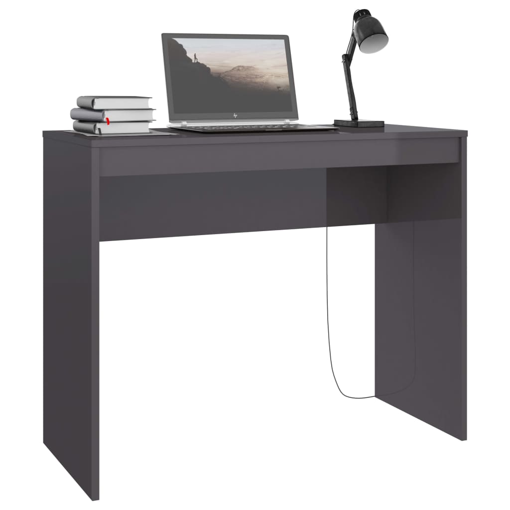 vidaXL skrivebord 90x40x72 cm konstrueret træ grå højglans