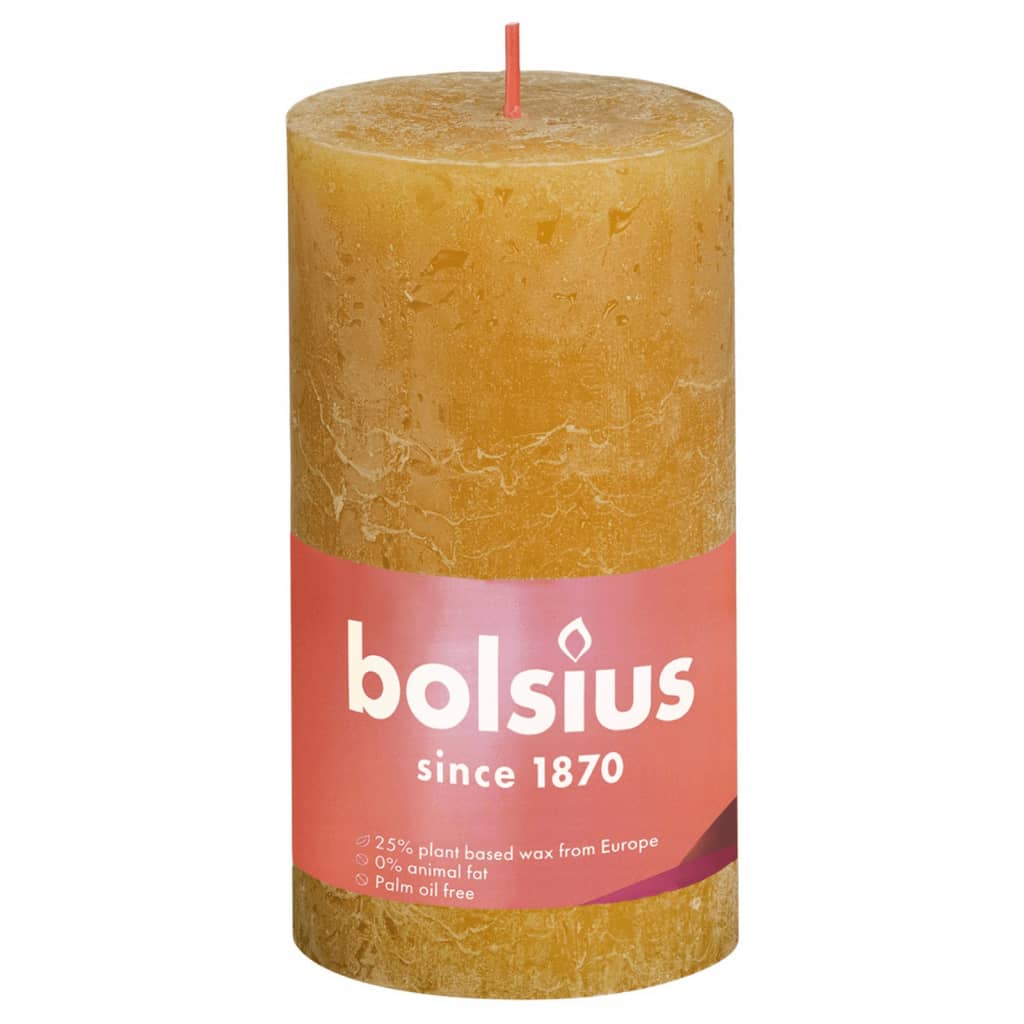 Bolsius rustikke søjlestearinlys Shine 4 stk. 130x68 mm honninggul
