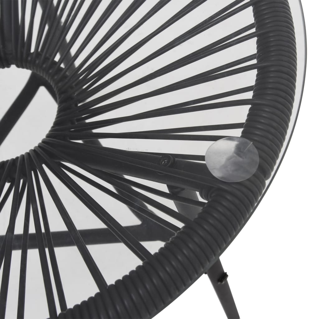 vidaXL udendørs spisebordssæt 3 dele PVC-rattan sort