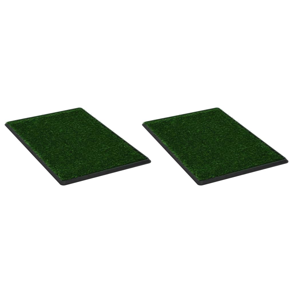 vidaXL kæledyrstoilet med bakke og kunstgræs 2 stk. grøn 76x51x3 cm