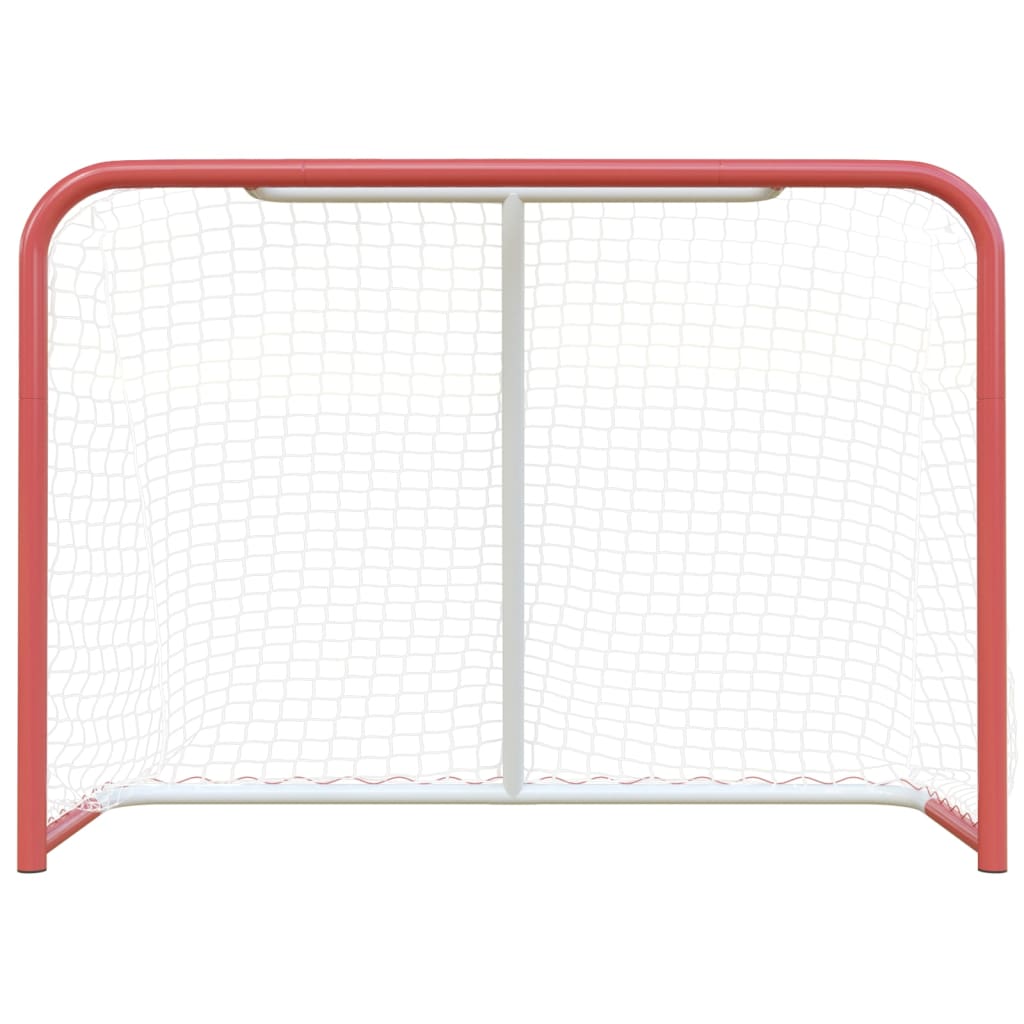vidaXL hockeymål med net 153x60x118 cm stål og polyester rød og hvid