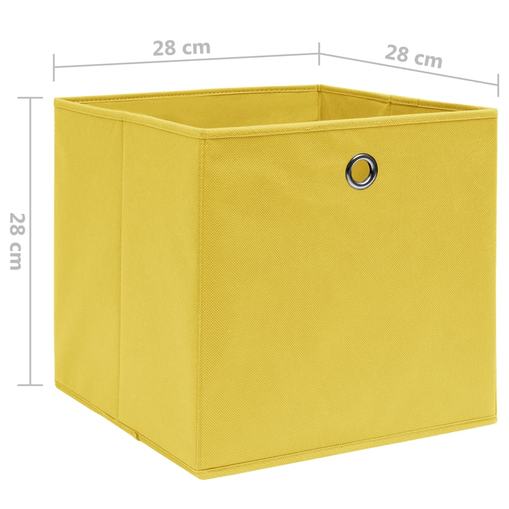vidaXL opbevaringskasser 10 stk. ikke-vævet stof 28x28x28 cm gul