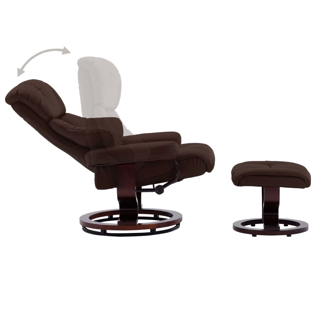vidaXL lænestol med fodskammel kunstlæder og bøjet træ brun