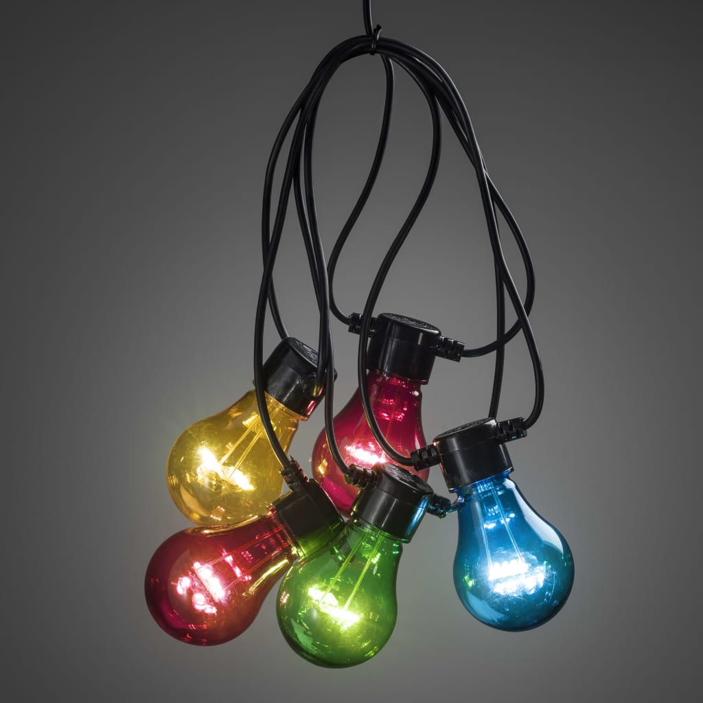 KONSTSMIDE lyskæde med 10 lamper forlængersæ flerfarvet