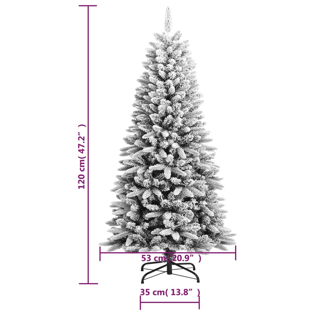 vidaXL kunstigt juletræ med sne 120 cm PVC og PE