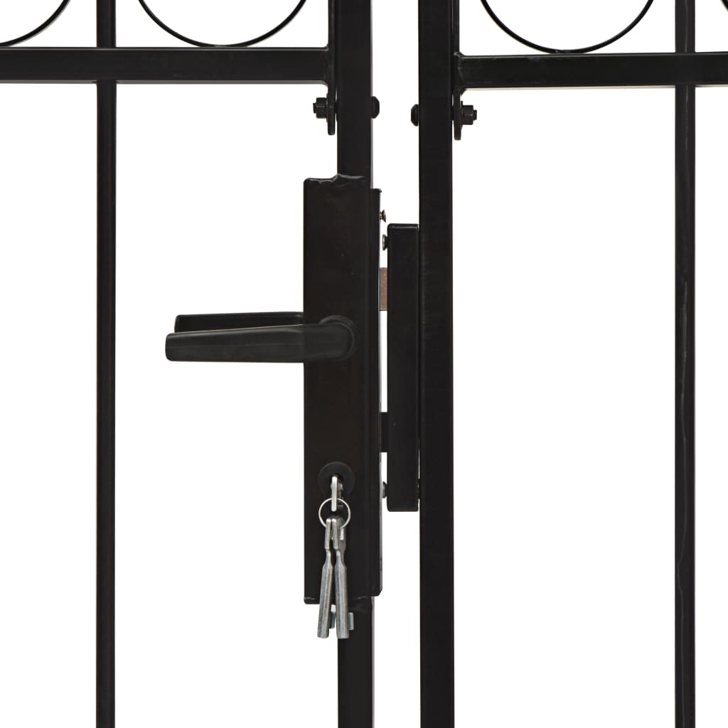 vidaXL hegnslåge med dobbeltdør og buet top stål 400 x 200 cm sort
