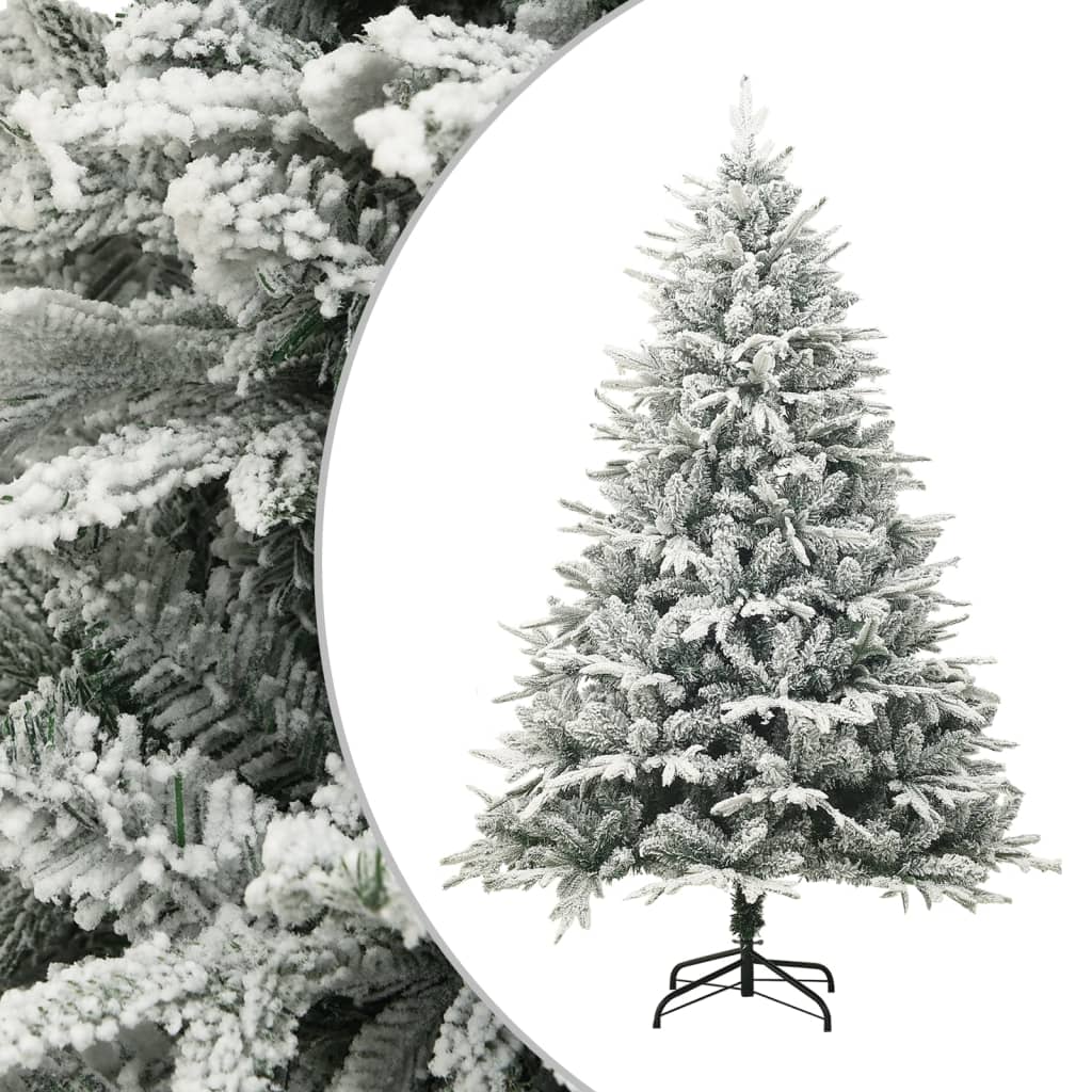 vidaXL kunstigt juletræ med puddersne 240 cm PVC og PE grøn