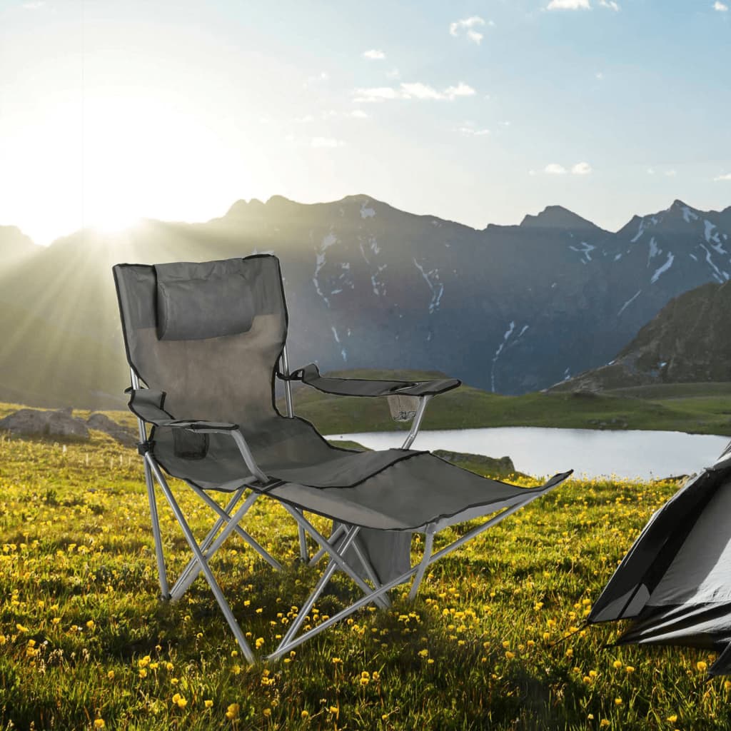 HI luksus-campingstol med fodstøtte antracitgrå