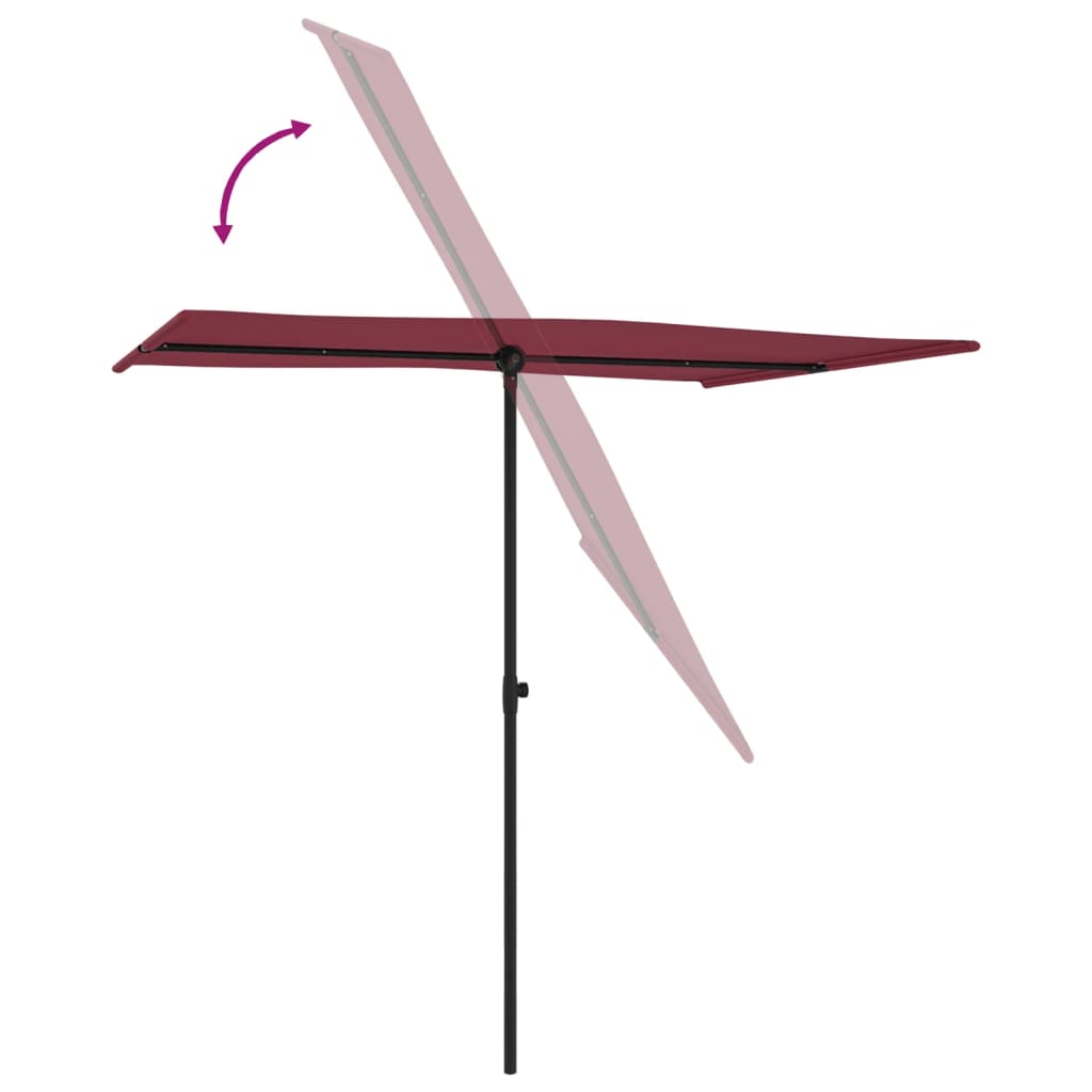 vidaXL parasol med aluminiumstang 2x1,5 m bordeauxrød
