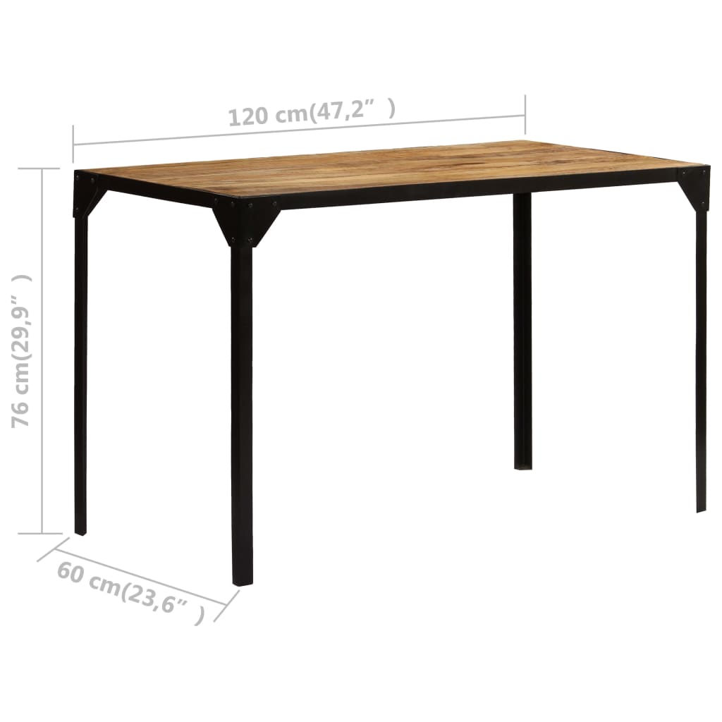 vidaXL spisebord massivt ru mangotræ og stål 120 cm