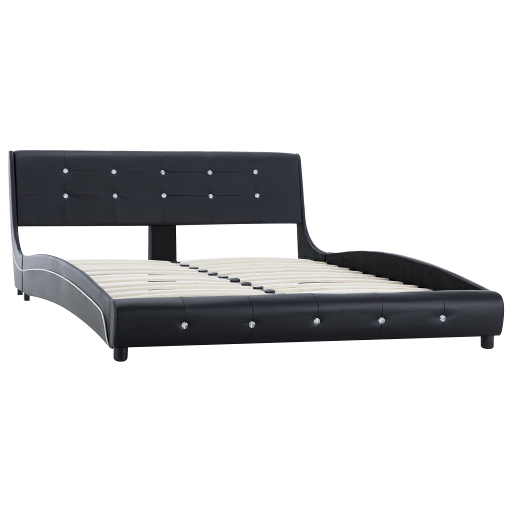 vidaXL seng med madras i memoryskum 140 x 200 cm kunstlæder sort