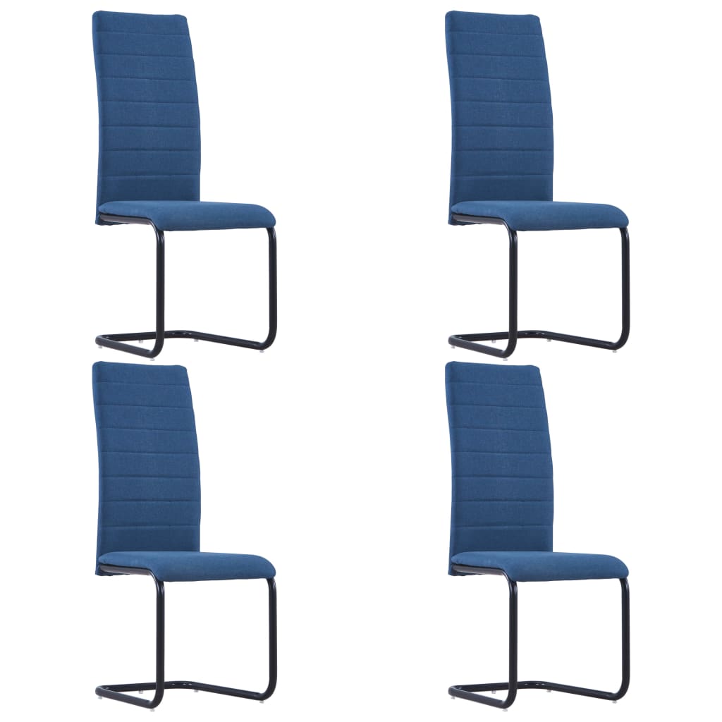 vidaXL spisebordsstole med cantilever 4 stk. stof blå