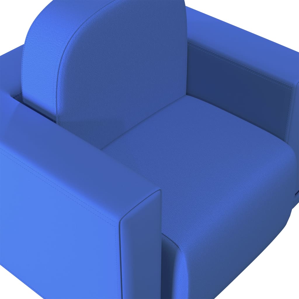 vidaXL 2-i-1 lænestol til børn kunstlæder blå