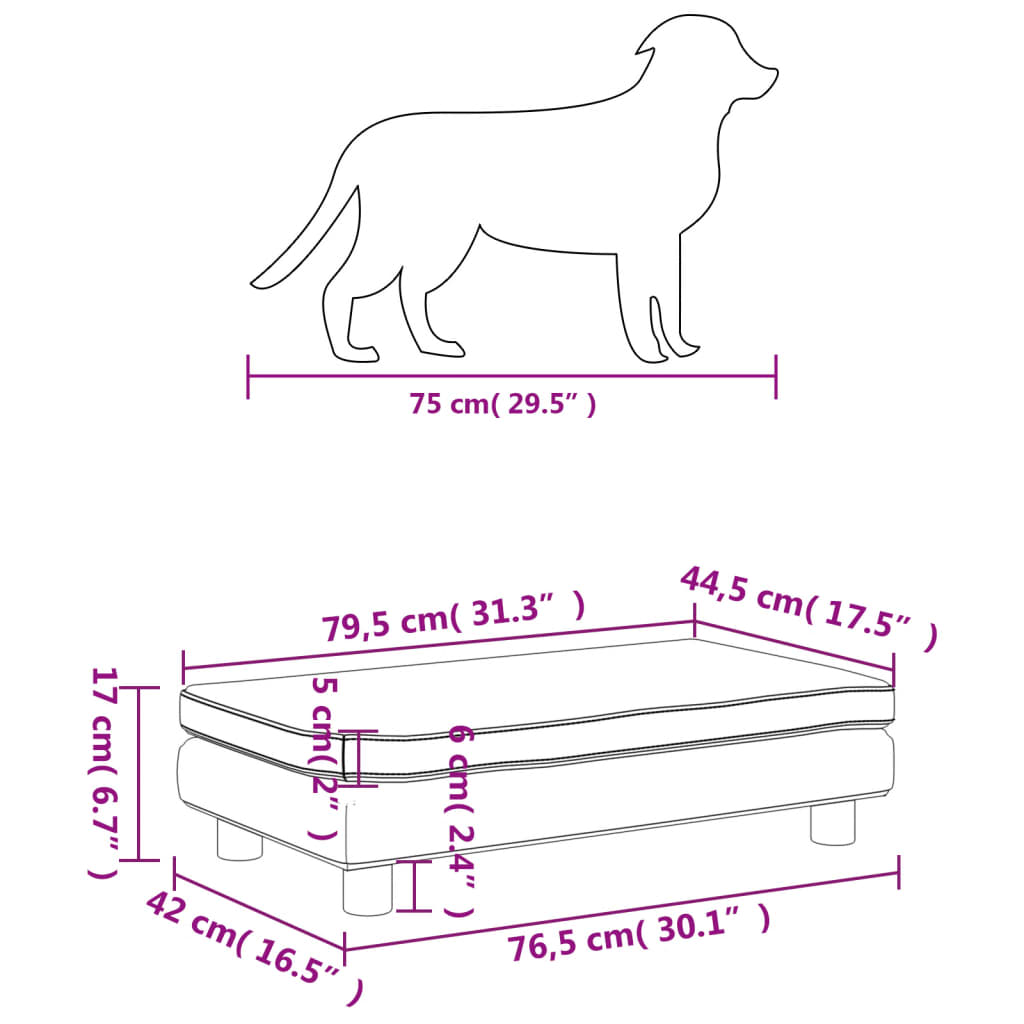 vidaXL hundeseng med forlængelse 100x50x30 cm kunstlæder grå