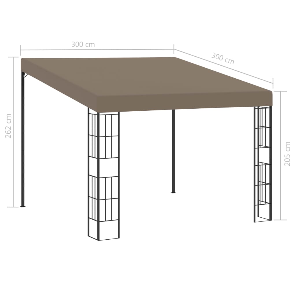 vidaXL vægmonteret pavillon 3x3 m stof gråbrun