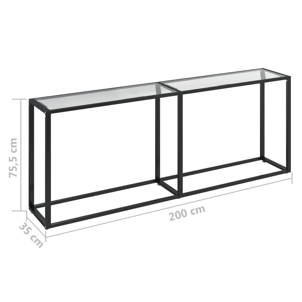 vidaXL konsolbord 200x35x75,5 cm hærdet glas transparent