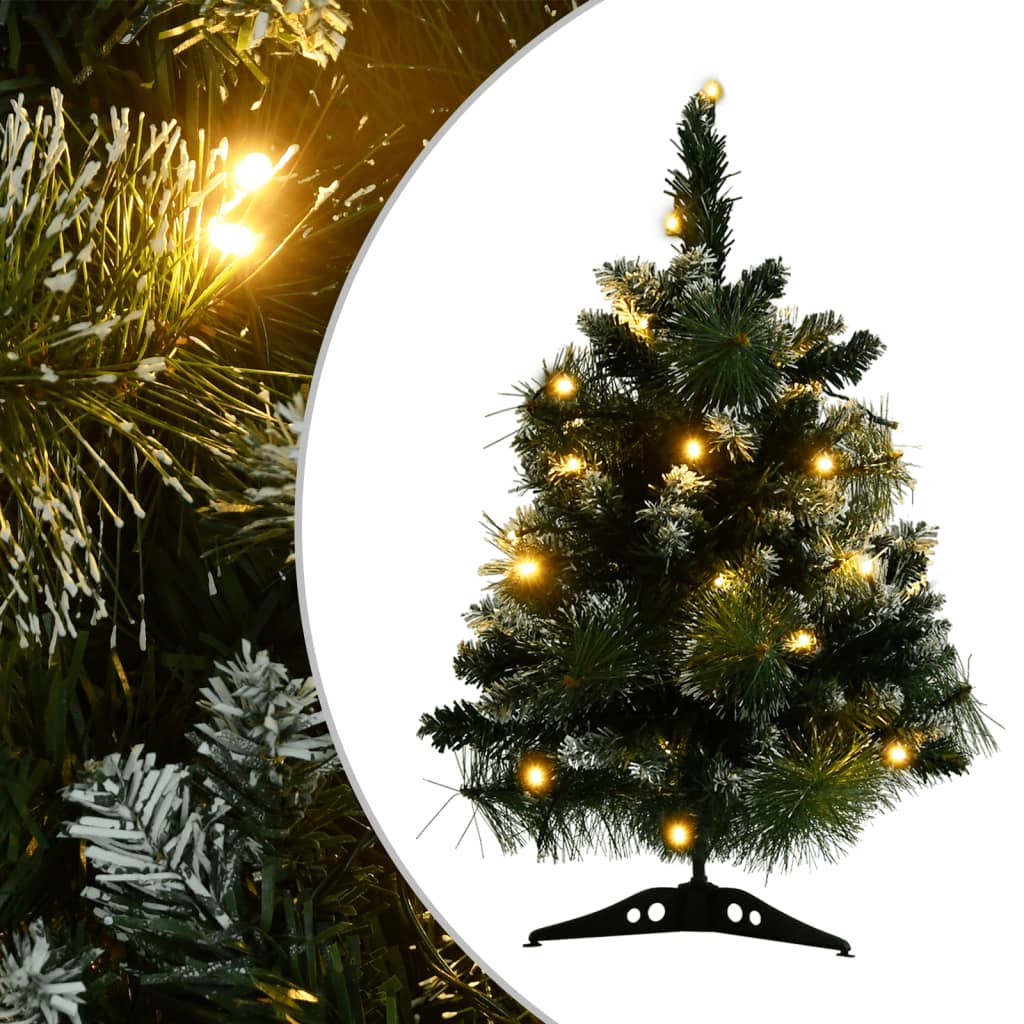 vidaXL kunstigt juletræ med lys og juletræsfod 60 cm grøn