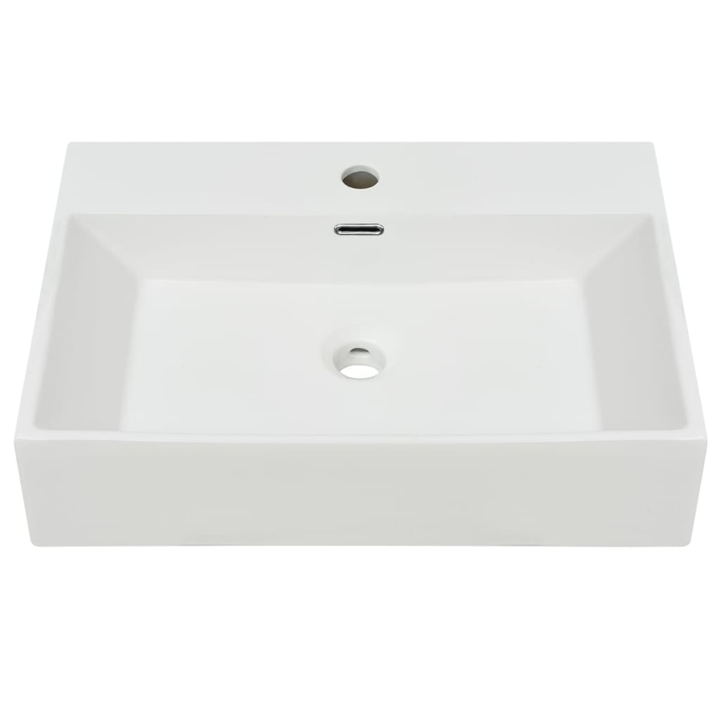 vidaXL håndvask med hul til vandhane keramik 60,5x42,5x14,5 cm hvid