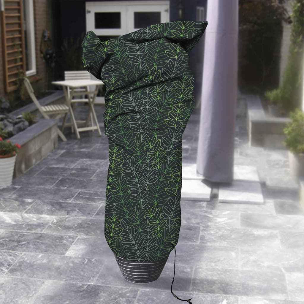 Capi planteovertræk mellemstort 100x200 cm sort og grøn med print