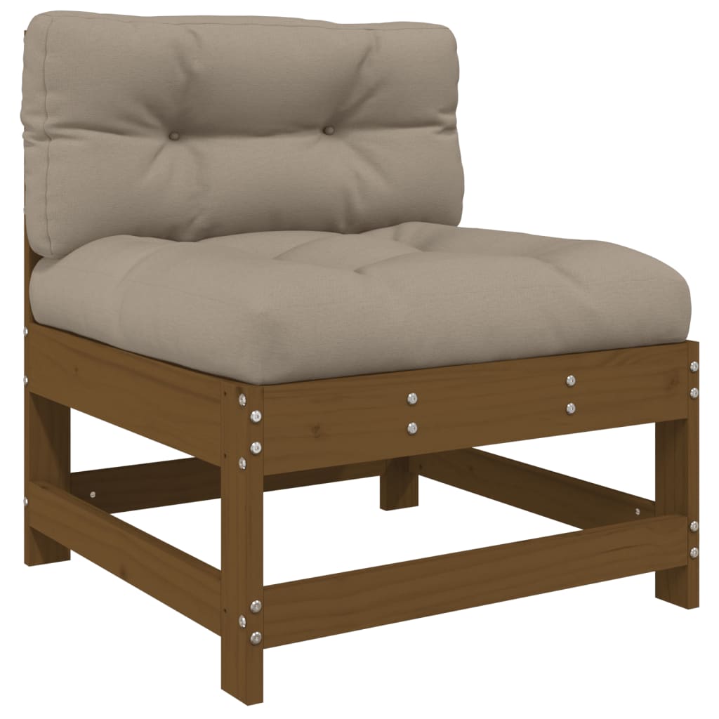 vidaXL midtermoduler til sofa 2 stk. med hynder massivt fyrretræ brun