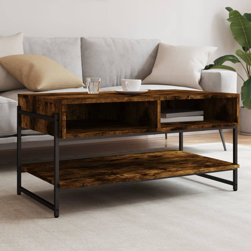 vidaXL sofabord 90x50x45 cm konstrueret træ røget egetræsfarve