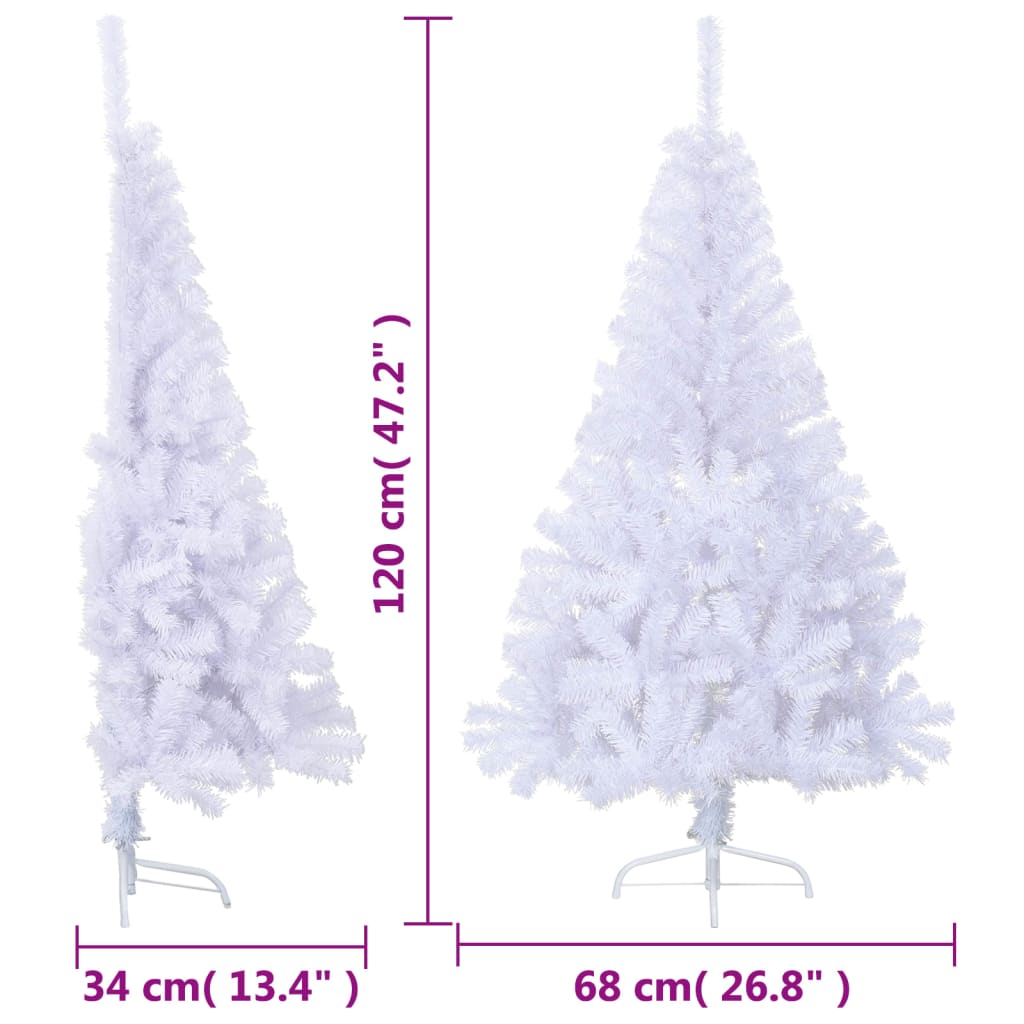 vidaXL kunstigt halvt juletræ med juletræsfod 120 cm PVC hvid
