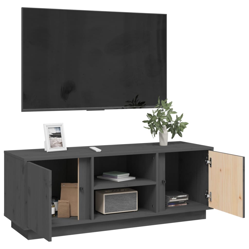 vidaXL tv-bord 110x35x40,5 cm massivt fyrretræ grå