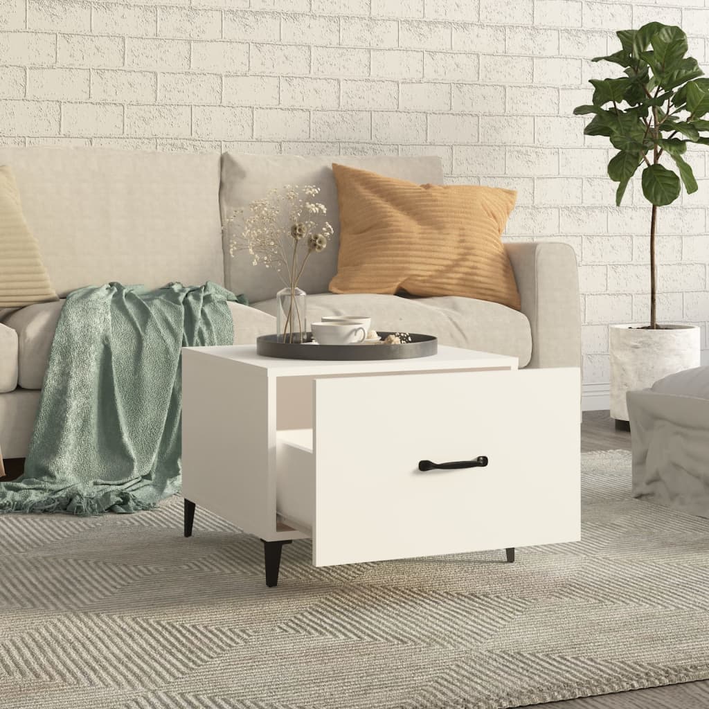 vidaXL sofabord med metalben 50x50x40 cm hvid