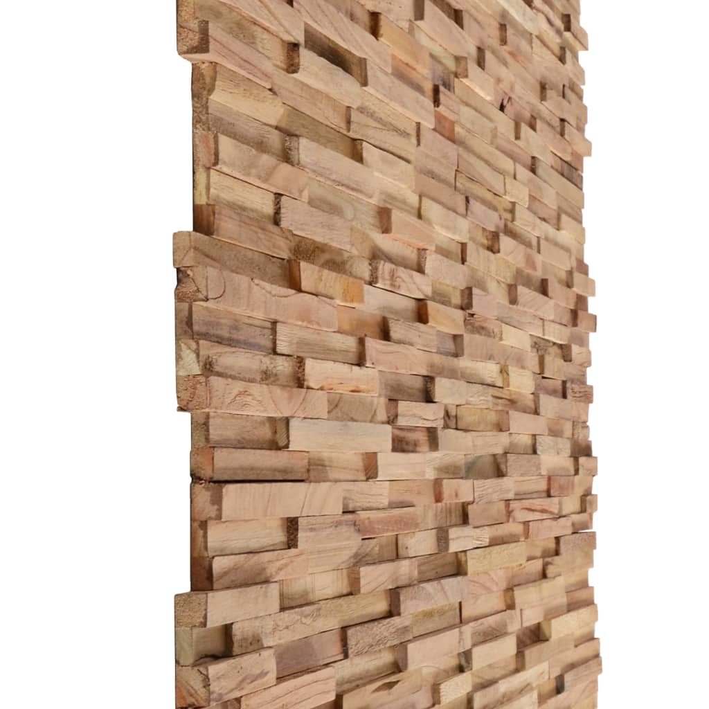 vidaXL 3D vægbeklædningspaneler 10 stk. 1,08 m² massivt teaktræ