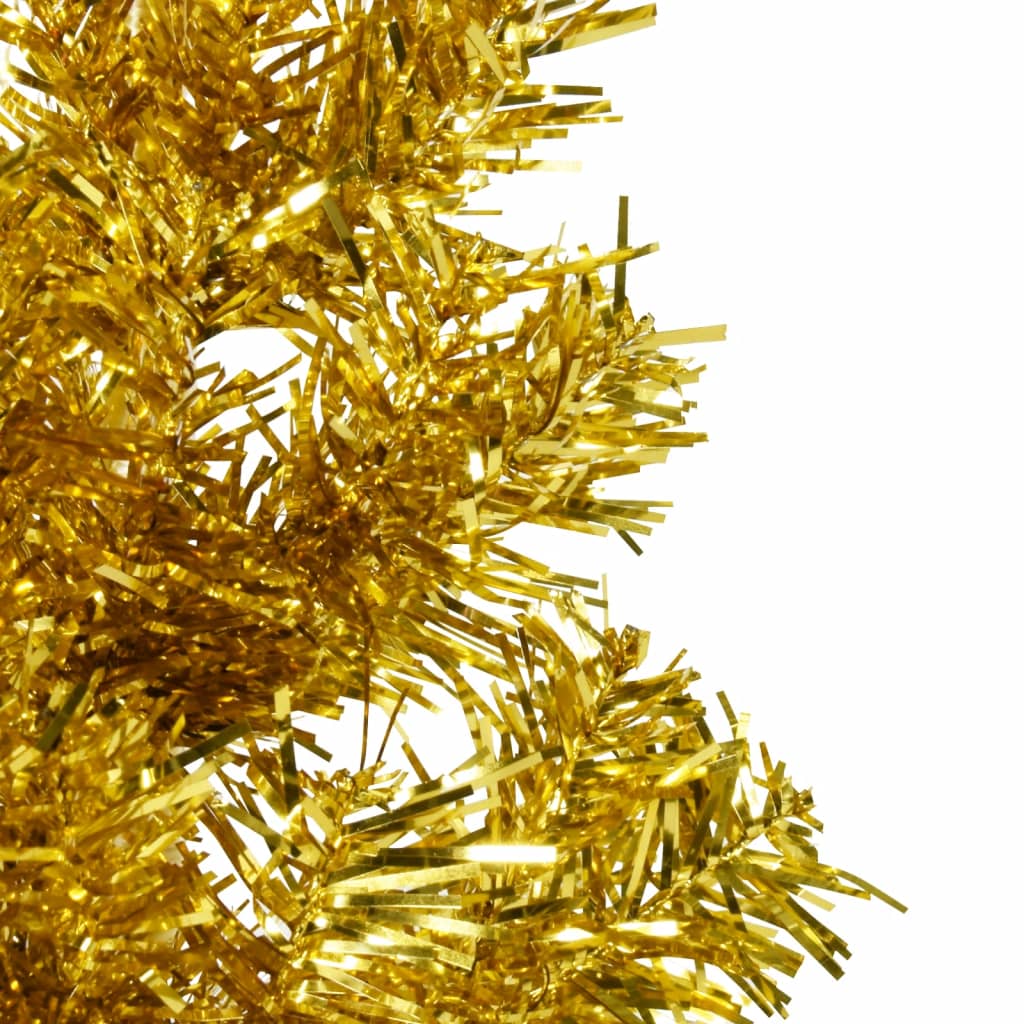 vidaXL kunstigt halvt juletræ med juletræsfod 120 cm smalt guldfarvet
