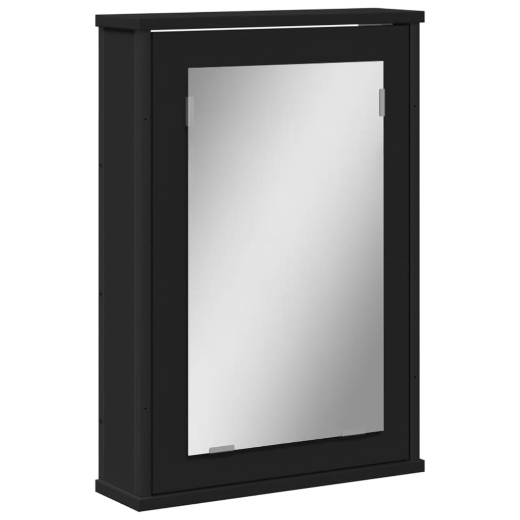 vidaXL badeværelsesskab med spejl 42x12x60 cm konstrueret træ sort