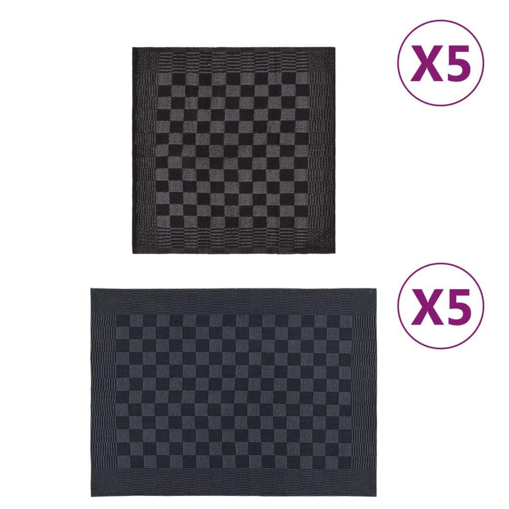 vidaXL håndklædesæt 10 stk. bomuld sort og grå