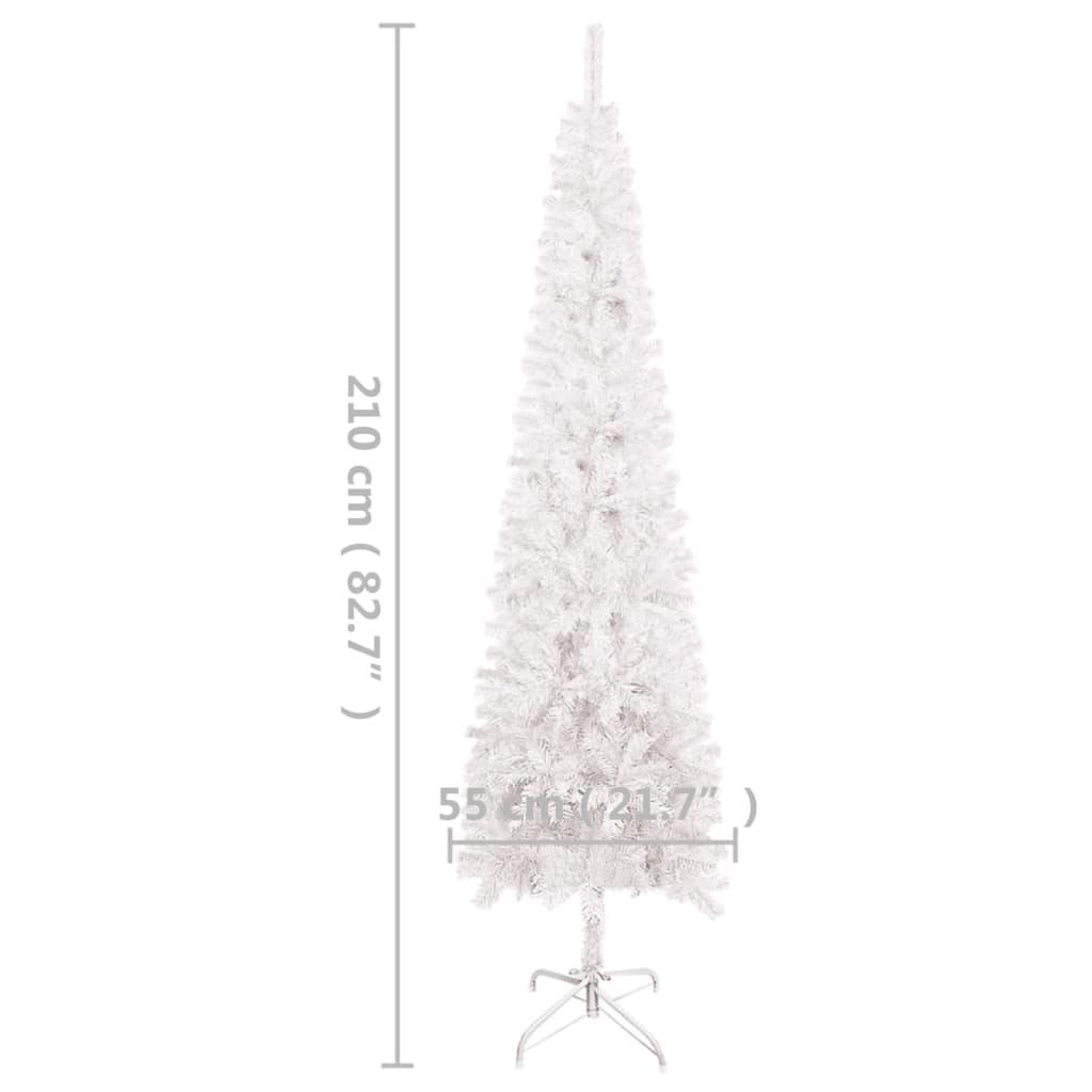 vidaXL smalt juletræ med lys 210 cm hvid