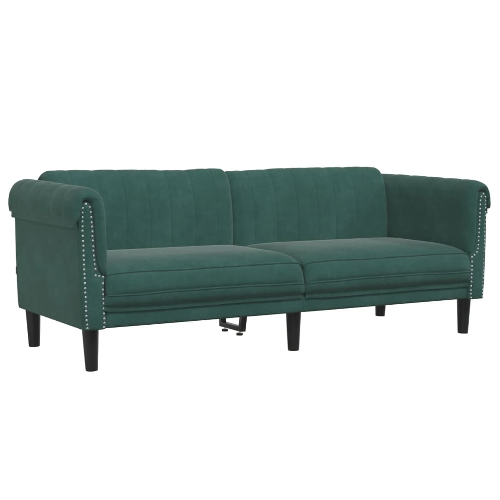 vidaXL 3-personers sofa velour mørkegrøn