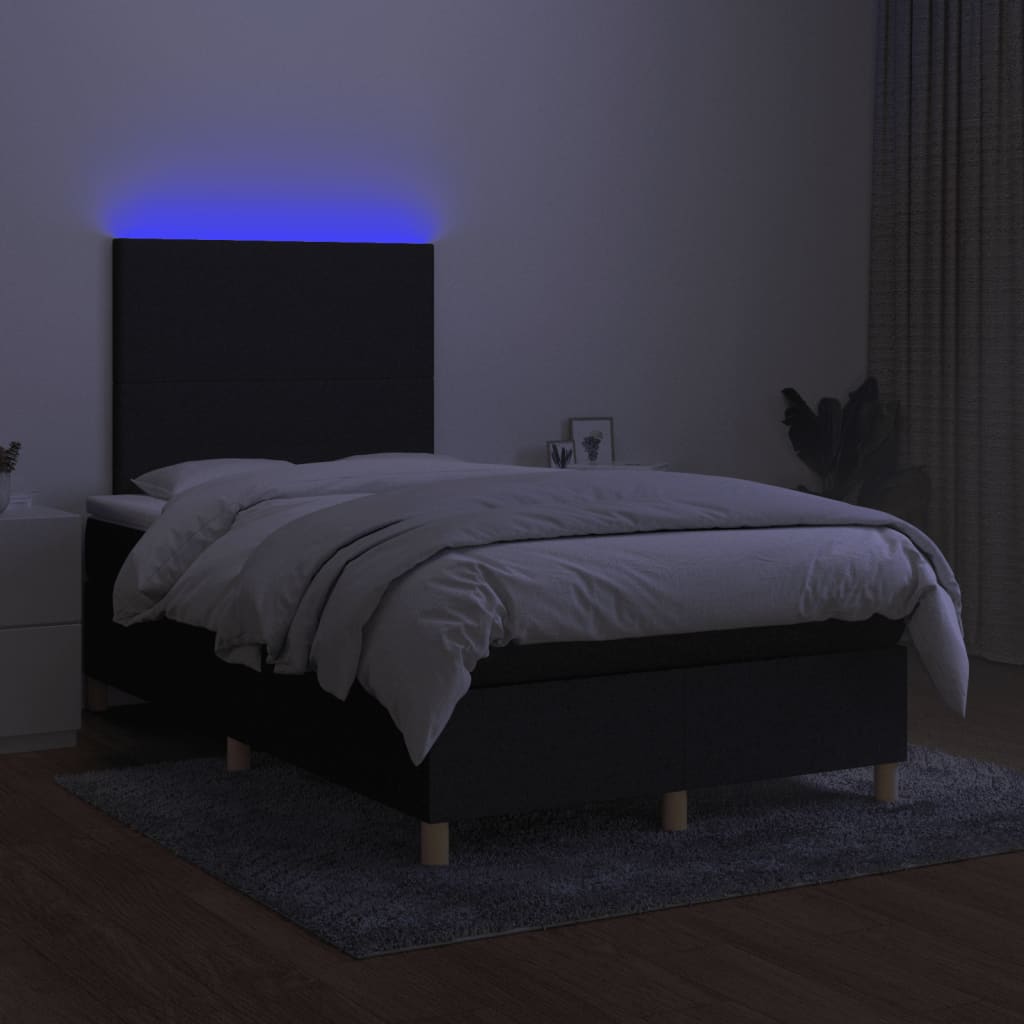 vidaXL kontinentalseng med LED-lys 120x190 cm stof sort