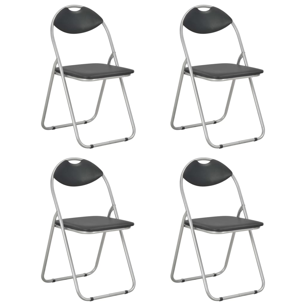 vidaXL sammenklappelige spisebordsstole 4 stk. sort kunstlæder