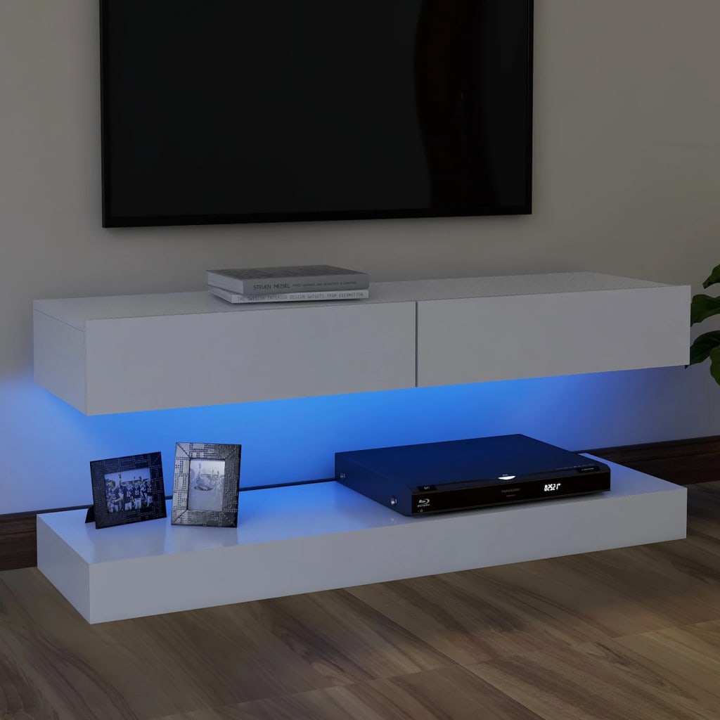 vidaXL tv-skab med LED-lys 120x35 cm hvid