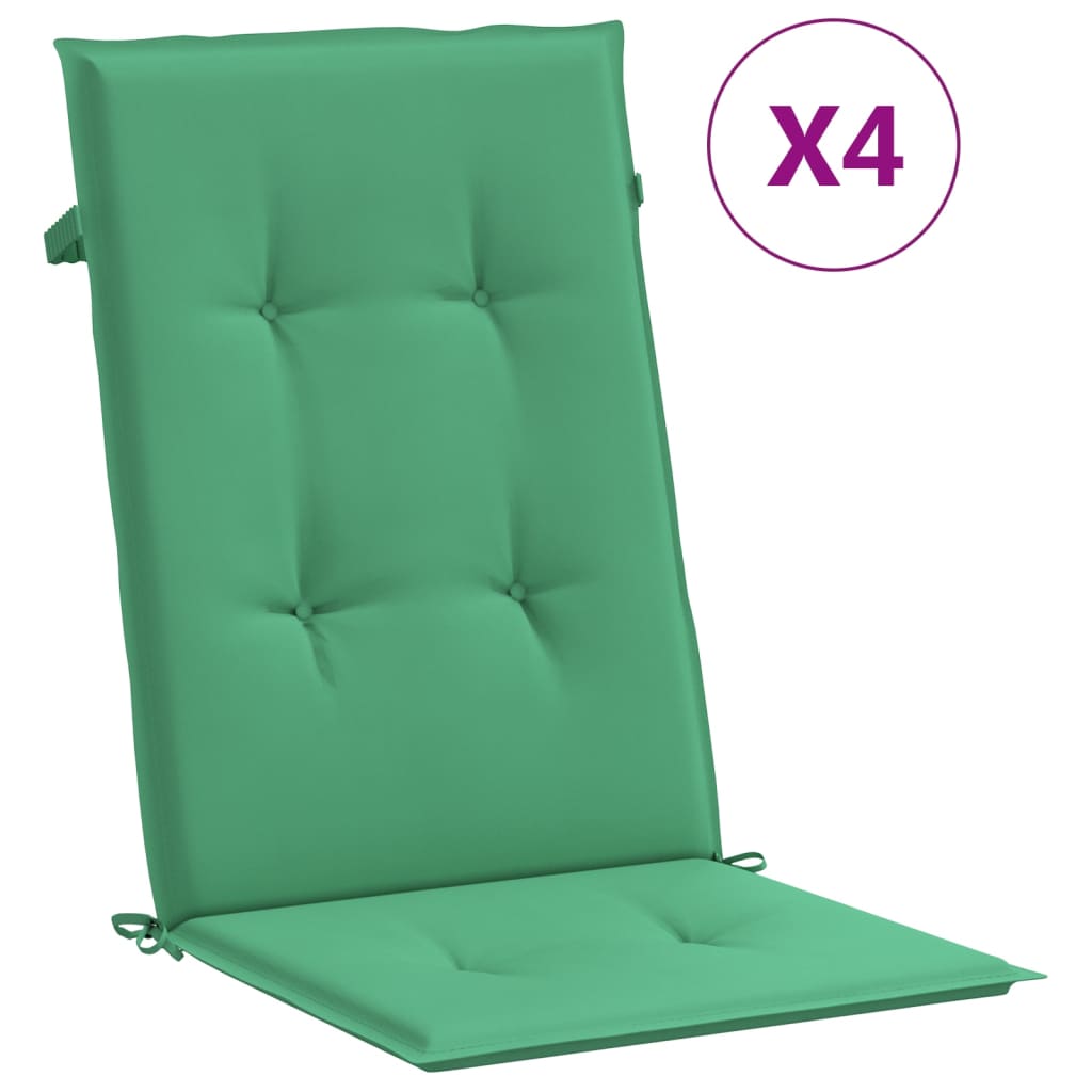 vidaXL stolehynder m. høj ryg 4 stk. 120x50x3 cm stof grøn