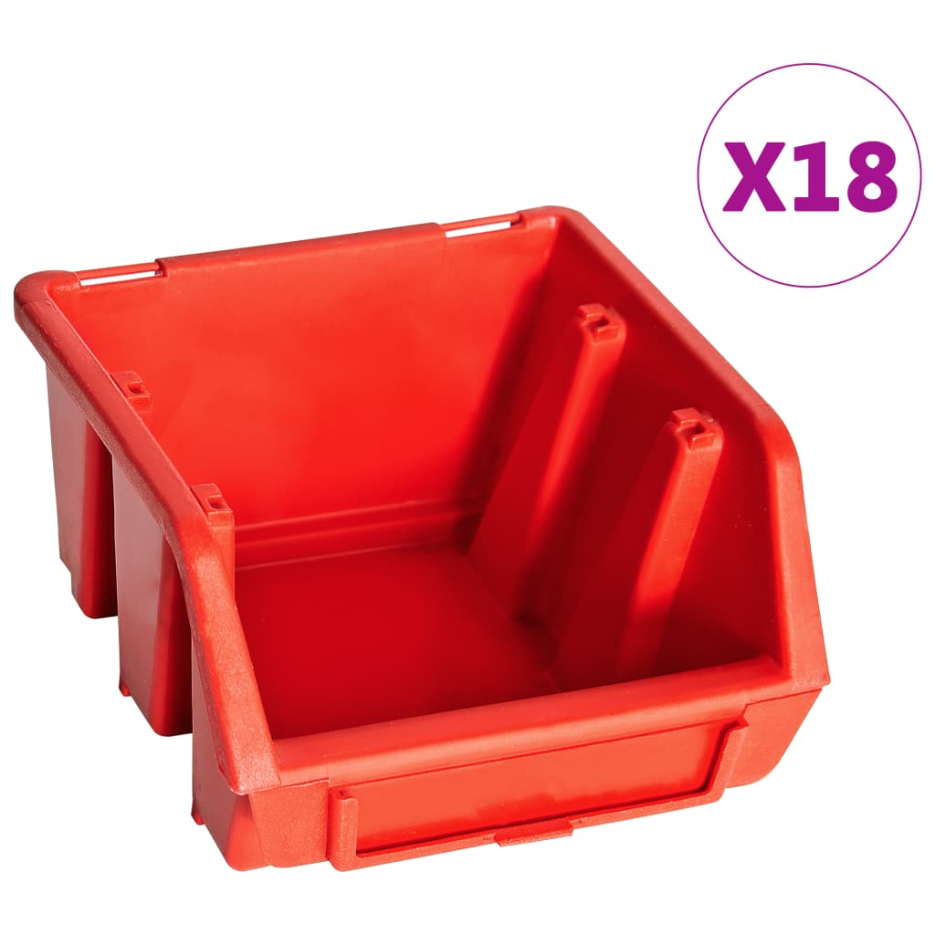 vidaXL opbevaringssæt med vægpaneler 32 dele rød og sort