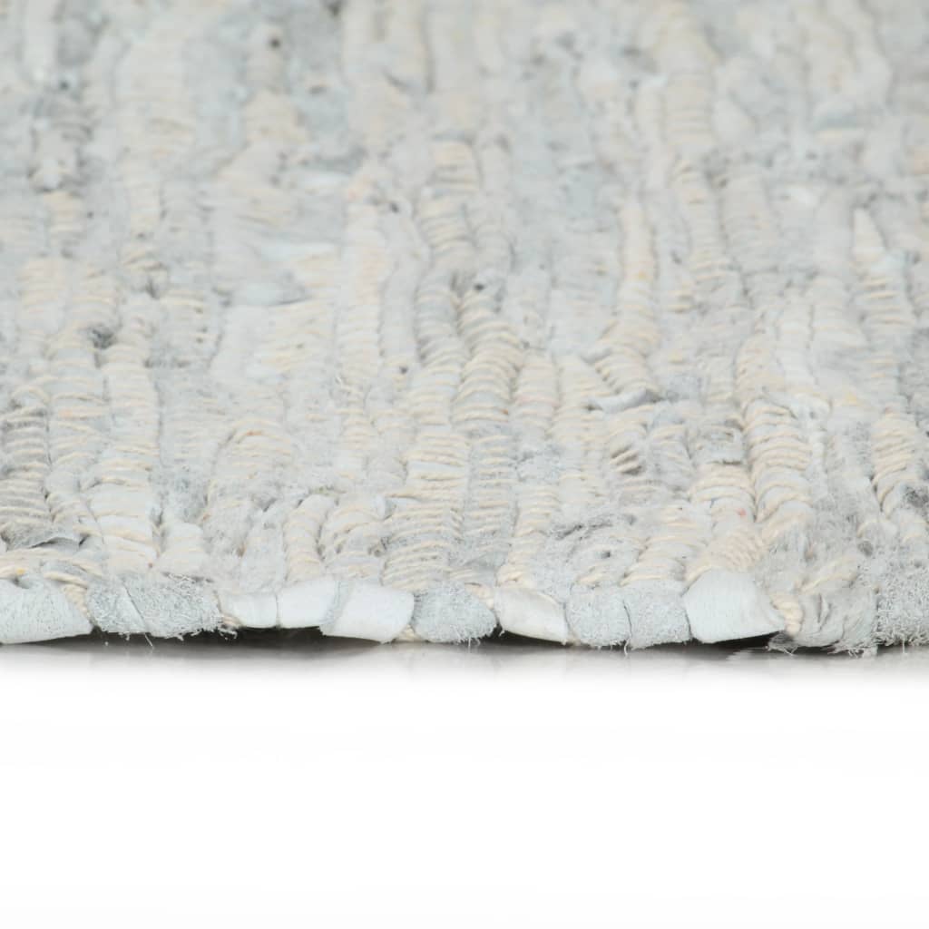 vidaXL håndvævet chindi-tæppe læder 80 x 160 cm lysegrå