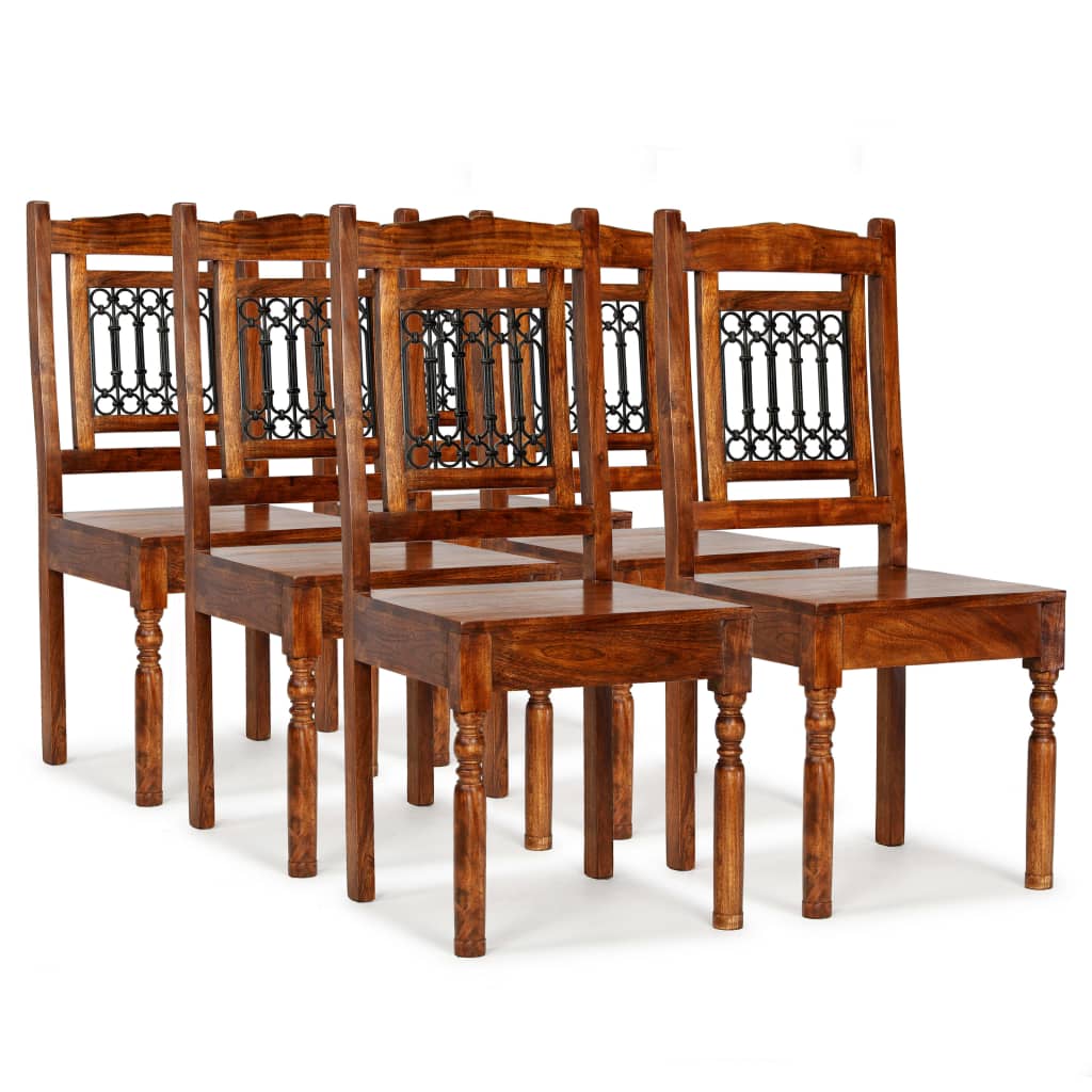 vidaXL spisebordsstole 6 stk. massivt træ med sheeshamfinish klassisk