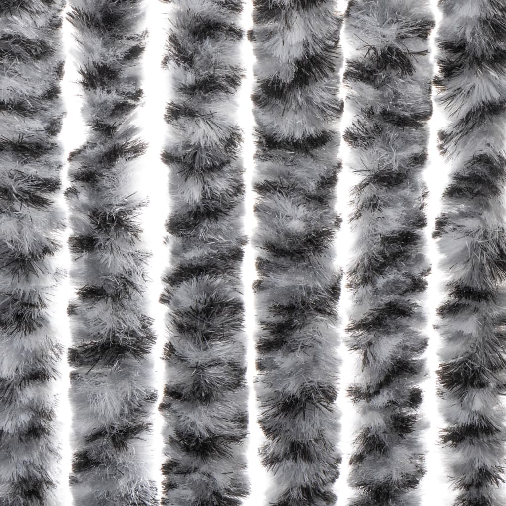 vidaXL flueforhæng 56x185 cm chenille sort og hvid