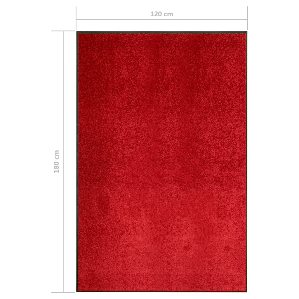 vidaXL vaskbar dørmåtte 120x180 cm rød